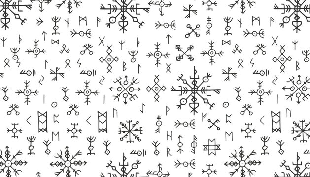 Viking runes symbols pattern ancient nordic script set