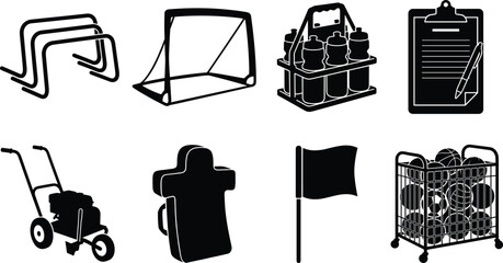 Sports Training Equipment Silhouettes for Coaching and Athletic Practice DesignSports Training Equipment Silhouettes for Coaching and Athletic Practice Design © Shohanur