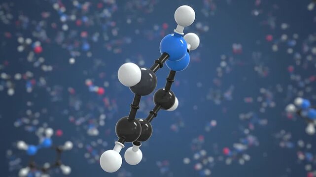 Scientific 3D model of a molecular structure on a blue background