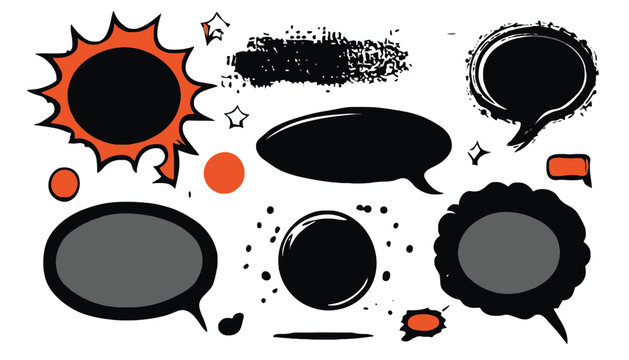 Speech bubble graphic set hand drawn grunge elements