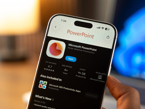 Microsoft PowerPoint logo is displayed on a smartphone screen in Bangalore, India, on June 25, 2026
