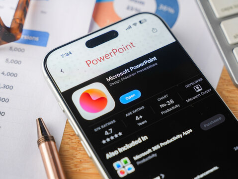 Microsoft PowerPoint logo is displayed on a smartphone screen in Bangalore, India, on June 25, 2026
