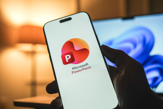 Microsoft PowerPoint logo is displayed on a smartphone screen in Bangalore, India, on June 25, 2026
