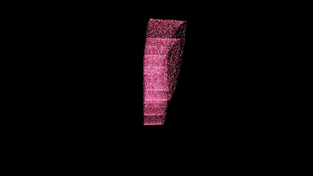 4K medical animation of a rotating human liver anatomy made of glowing pink and magenta particles in a seamless loop with transparent alpha channel, ideal for healthcare and science projects.