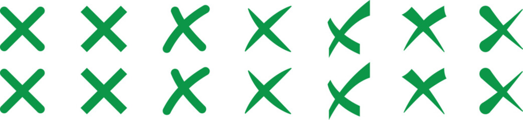 Green x mark icons in a grid pattern © Taslima