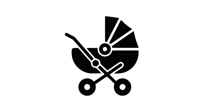 Baby Stroller Icon Vector Graphic.