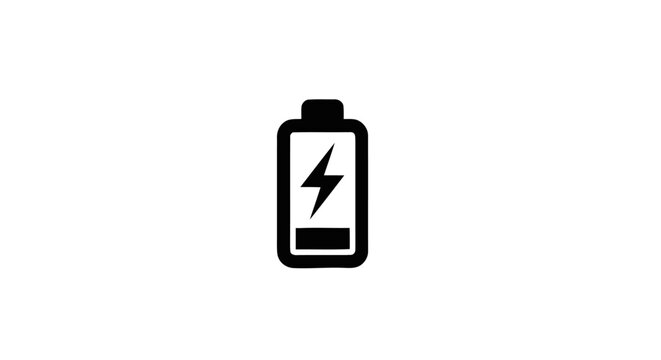 Battery Icon With Lightning Bolt Symbol.