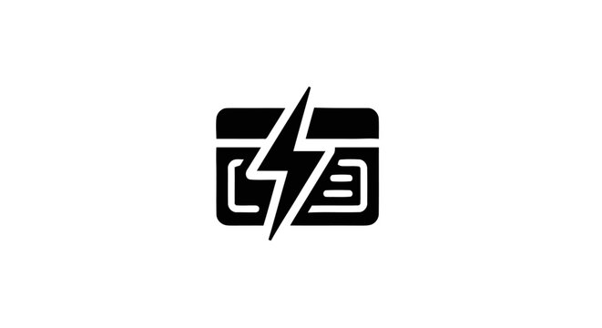 Battery with lightning bolt logo symbol.