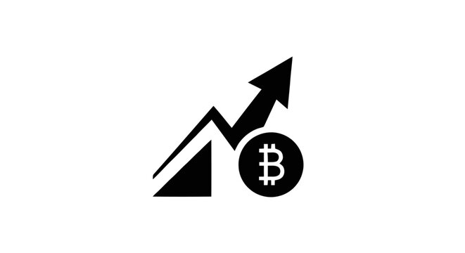 Bitcoin cryptocurrency logo with growth graph.