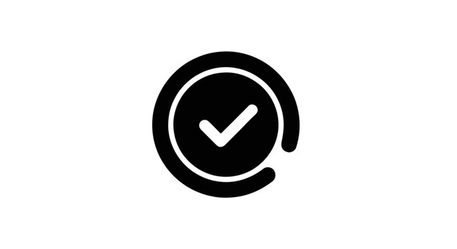 Black and white check mark icon.