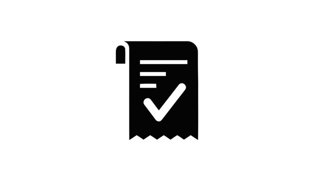 Black and white receipt icon symbol.