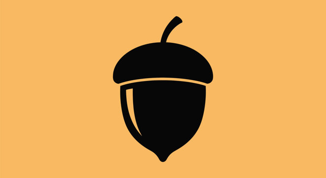 Black silhouette of an acorn nut icon.