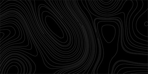 Black topographic map line vector background. Dark abstract wavy line contour texture for banner, poster, and wallpaper, geographic elevation maps. © Creative Arts
