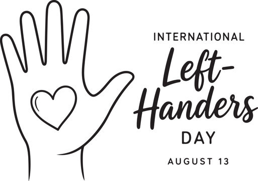 International left handers day design with a hand icon and a heart symbol