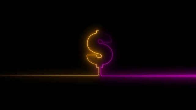 Abstract 3d illustration of a glowing neon sign featuring a burning fiery dollar symbol and red flame icon on a black background for a hot business animation 