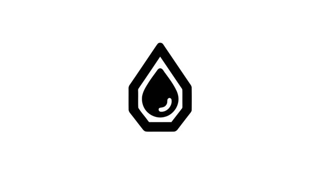 Black and white teardrop shaped logo.