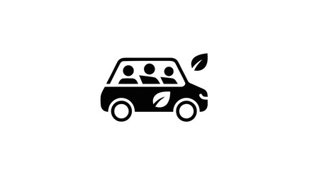 Fototapeta premium Black car with leaf symbol.