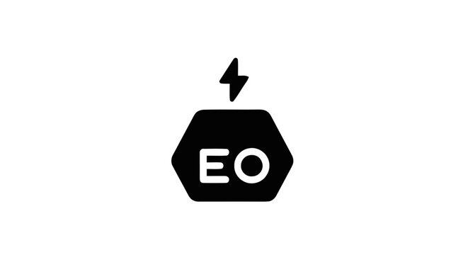 Black hexagon electricity logo symbol.