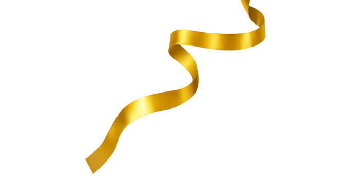 Golden ribbon on transparent background, PNG image