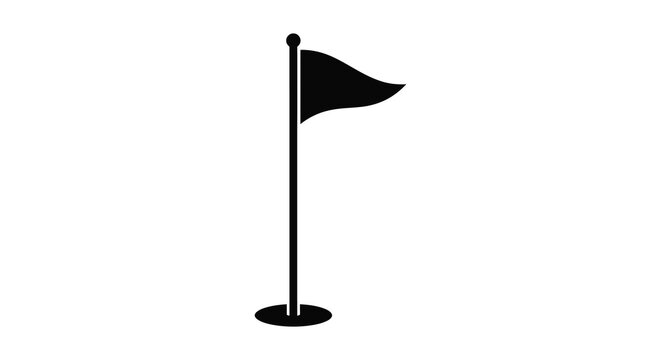 Golf flag with pole and base simple black silhouette course
