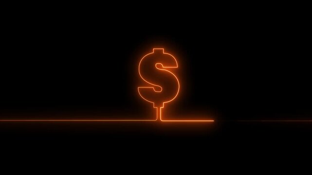 Abstract 3d illustration of a glowing neon sign featuring a burning fiery dollar symbol and red flame icon on a black background for a hot business animation 