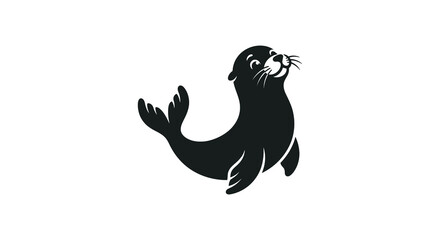 Seal Silhouette In Black And White A Minimalist Animal Shape Silhouette © vect roy
