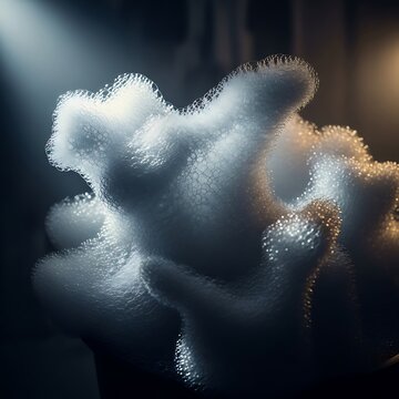 Close up of a steamy coffee cup with latte art.