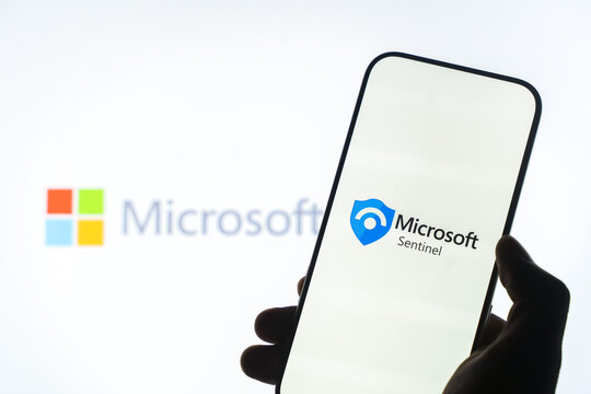 Microsoft Sentinel logo is displayed on a smartphone screen in Bangalore, India, on June 25, 2026
