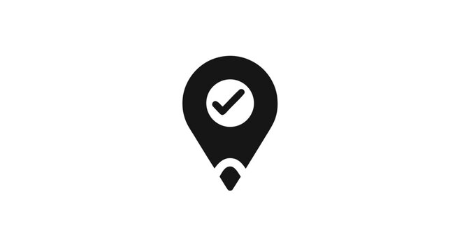 Black Map Pin Icon Checkmark.