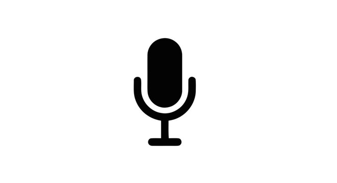 Black Microphone Icon Isolated On White.