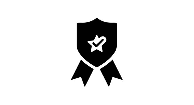 Black shield icon with star.