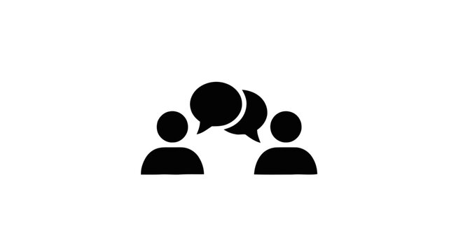 Black silhouettes of people talking.