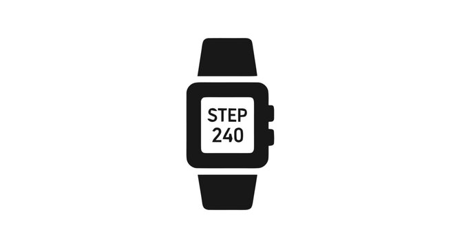 Black smart watch with step counter.