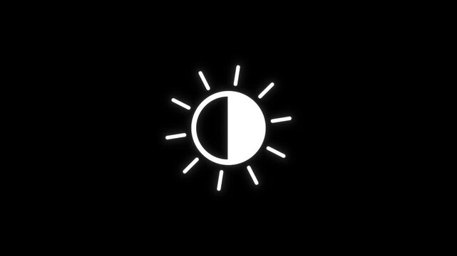 Brightness Control Interface Symbol Motion Graphic 4K Black Background