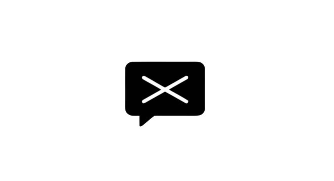 Black speech bubble with white cross.