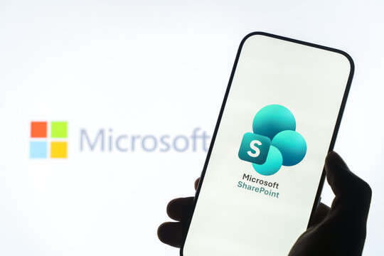 Microsoft SharePoint logo is displayed on a smartphone screen in Bangalore, India, on June 25, 2026