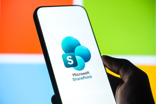 Microsoft SharePoint logo is displayed on a smartphone screen in Bangalore, India, on June 25, 2026