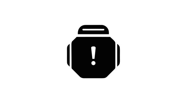 Black warning sign on control panel.