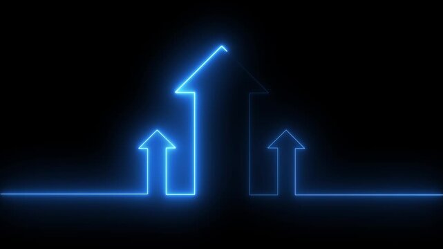 Animated neon glowing arrows motion graphics background loop.