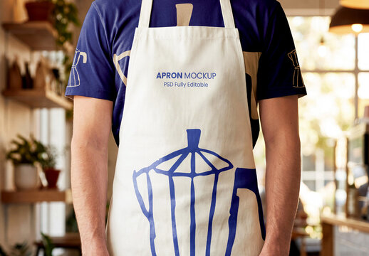Kitchen Apron Mockup Worn by Person