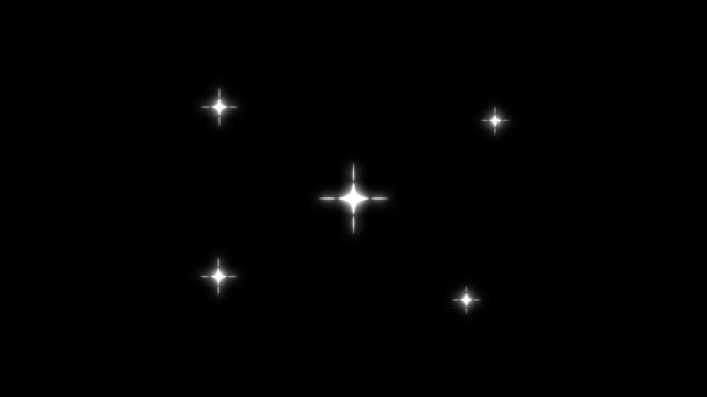 sparkling stars Shine animation. blinking light effect on black background, Twinkling stars night sky, stars shine animation. Twinkle star doodle style looping animation. 4k