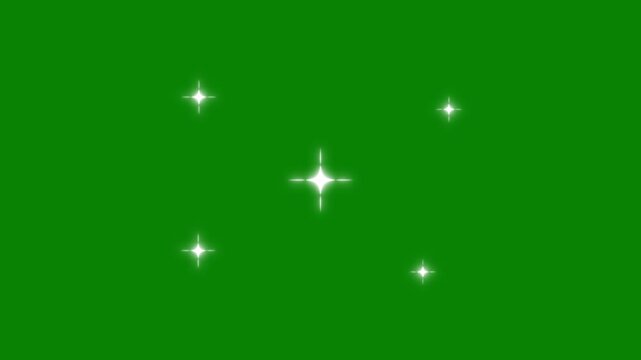 sparkling stars Shine animation. blinking light effect on green background, Twinkling stars night sky, stars shine animation. Twinkle star doodle style looping animation. 4k