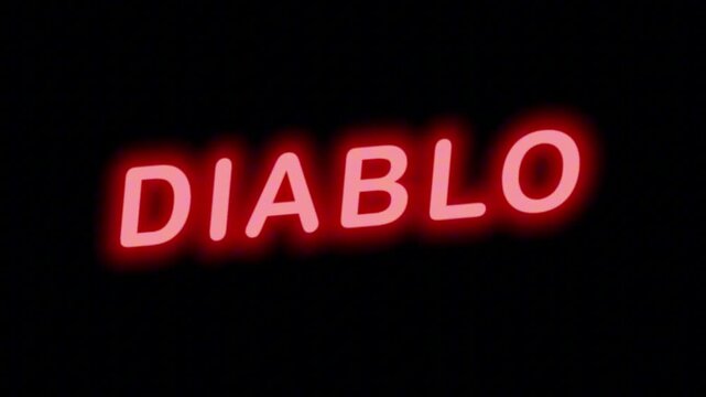 Spooky Red Neon Sign 'DIABLO' Seamless Loop with Clear Background, Perfect for Halloween and Mexican Folklore Promos