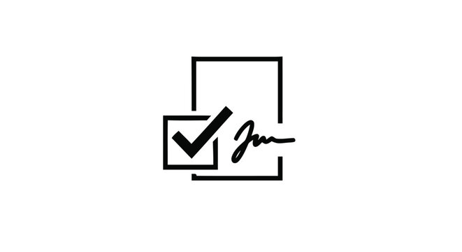 Checkmark Signature Verification Icon Design.
