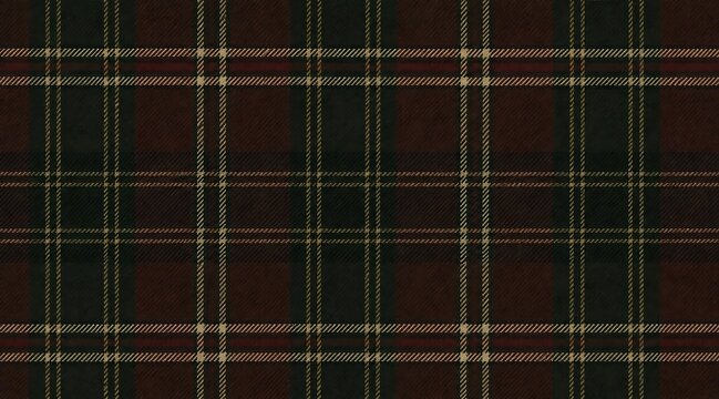 Dark red and green plaid fabric texture with woven textile pattern