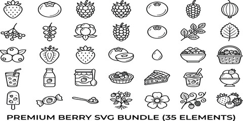 Premium berry SVG vector bundle of 35 fruit elements and desserts © Vector Mahi