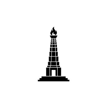 National monument of indonesia monas in jakarta represented as beautiful tall architectural structure vector illustration graphic icon in solid black silhouette isolated on white background