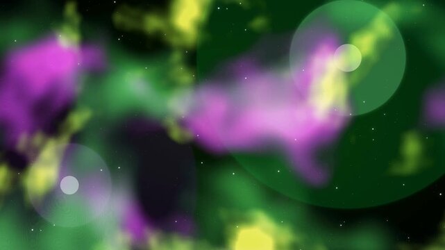 Cinematic space galaxy nebula with toxic emerald green and purple stars