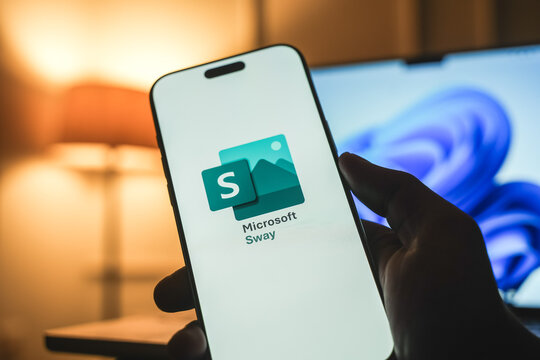Microsoft Sway logo is displayed on a smartphone screen in Bangalore, India, on June 25, 2026
