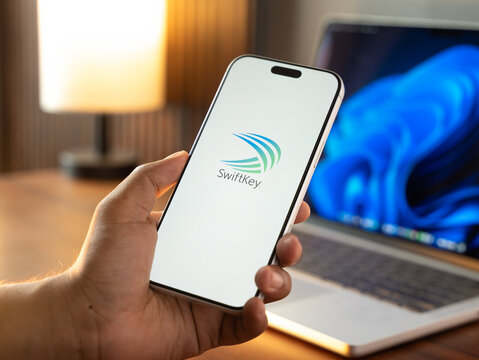 Microsoft SwiftKey logo is displayed on a smartphone screen in Bangalore, India, on June 25, 2026